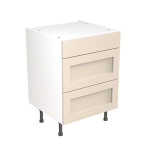 shaker 600 3 drawer base cabinet cashmere