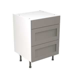 shaker 600 3 drawer base cabinet dust grey