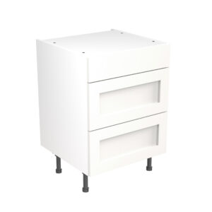 shaker 600 3 drawer base cabinet white