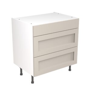 shaker 800 3 drawer base cabinet light grey