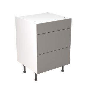 slab 600 3 drawer base cabinet dust grey