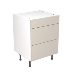 slab 600 3 drawer base cabinet light grey