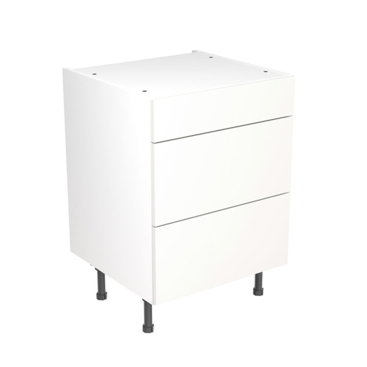 slab 600 3 drawer base cabinet white