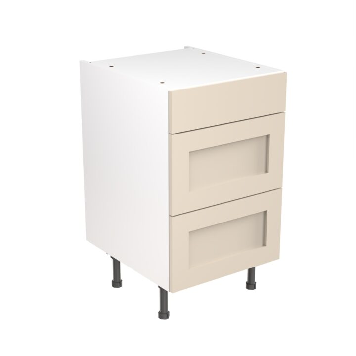 shaker 500 3 drawer base cabinet cashmere