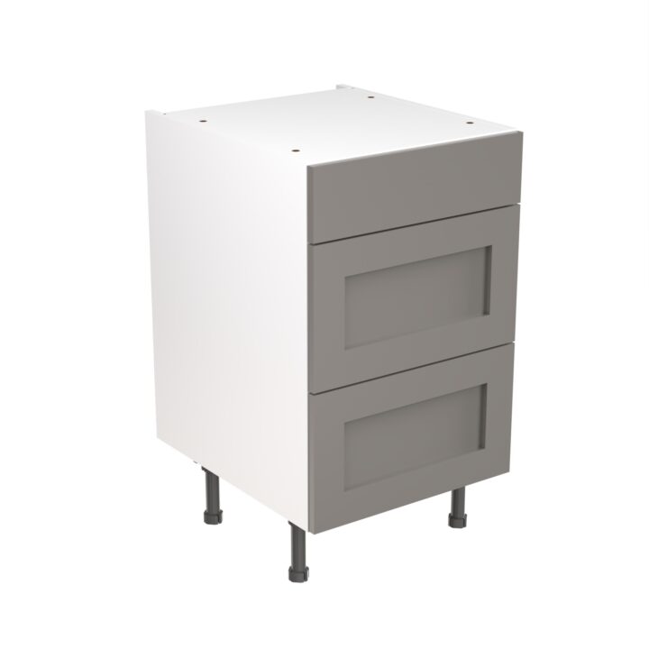 shaker 500 3 drawer base cabinet dust grey