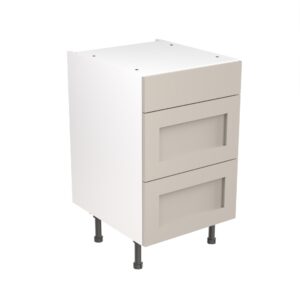 shaker 500 3 drawer base cabinet light grey