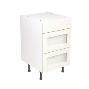 shaker 500 3 drawer base cabinet white