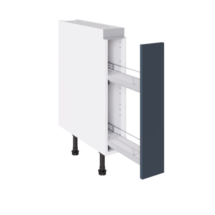 True Handleless Matt Blue 150 Base Cabinet Pull Out