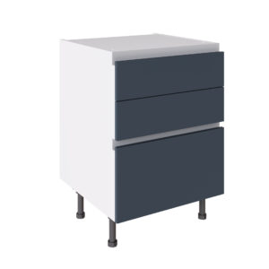 True Handleless 600 3 Drawer Base Cabinet Indigo Blue