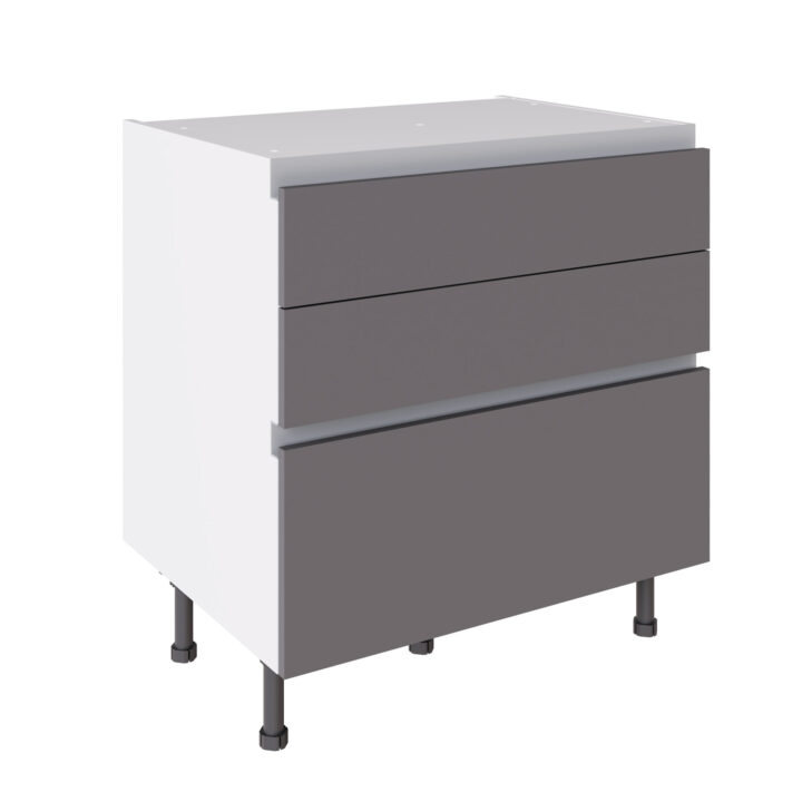 True Handleless 800 3 Drawer Base Cabinet Dust Grey