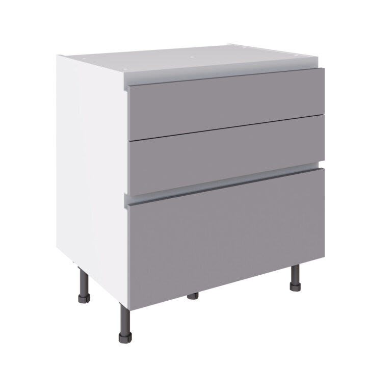 True Handleless 800 3 Drawer Base Cabinet Light Grey