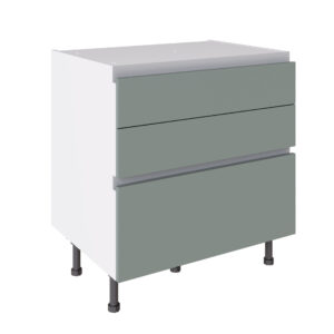 True Handleless 800 3 Drawer Base Cabinet Sage Green