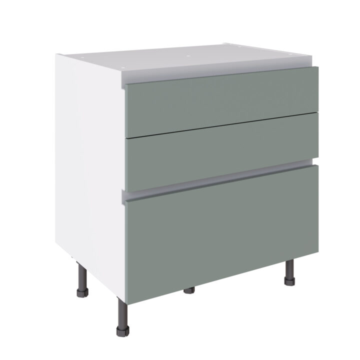 True Handleless 800 3 Drawer Base Cabinet Sage Green