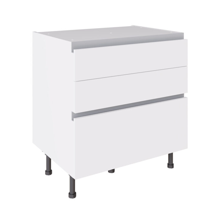 True Handleless 800 3 Drawer Base Cabinet White