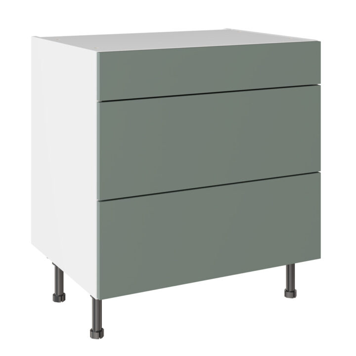 Slab Matt Agave Green 800 3 Drawer Base Kitchen Cabinet