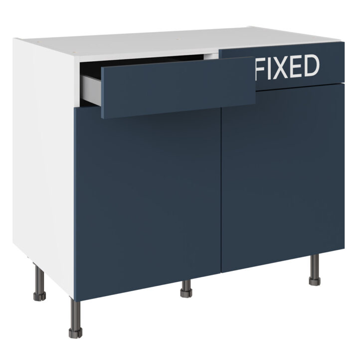 Slab Matt Blue 1000 LH Drawerline Base Kitchen Cabinet