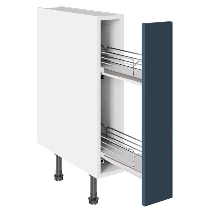 Slab Matt Blue 150 Base Kitchen Cabinet Pullout