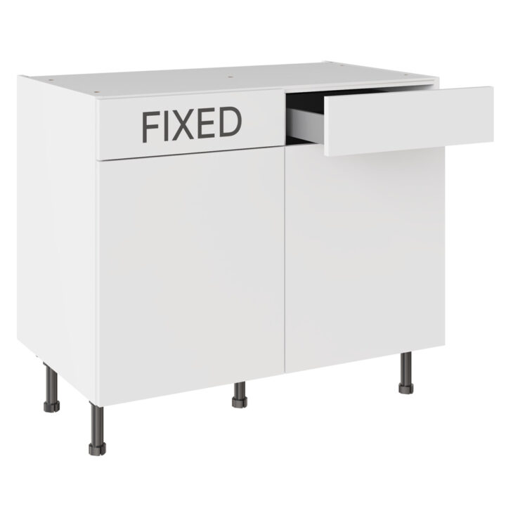 Slab Standard Snow White 1000 RH Drawerline Base Kitchen Cabinet