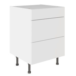 Slab Standard Snow White 600 3 Drawer Base Kitchen Cabinet