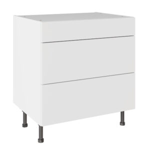 Slab Standard Snow White 800 3 Drawer Base Kitchen Cabinet