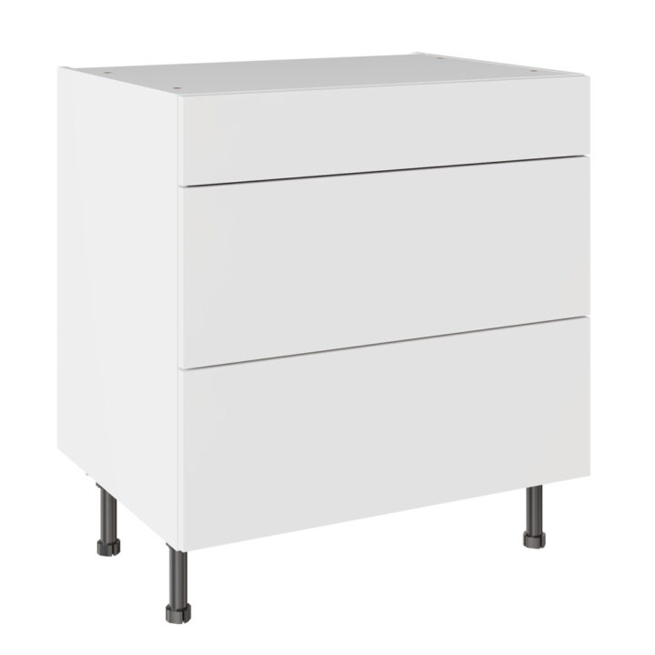 Slab Standard Snow White 800 3 Drawer Base Kitchen Cabinet