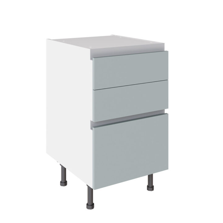 True Handleless Matt Aquamarine 500 3 Drawer Base Kitchen Cabinet