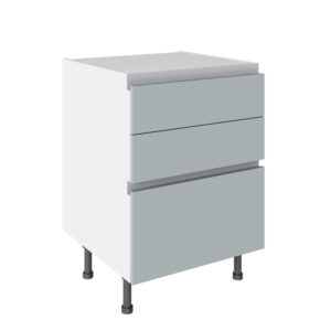 True Handleless Matt Aquamarine 600 3 Drawer Base Kitchen Cabinet