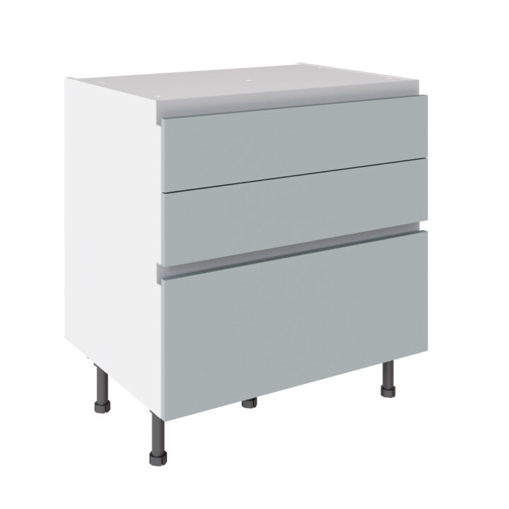 True Handleless Matt Aquamarine 800 3 Drawer Base Kitchen Cabinet