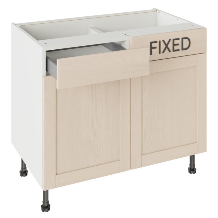 5-Piece Shaker Woodgrain Cashmere 1000 LH Drawerline Base Kitchen Cabinet