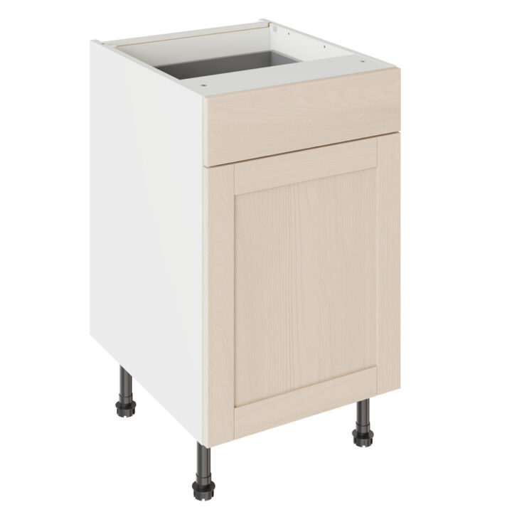 5-Piece Shaker Woodgrain Cashmere 500 Drawerline Base Kitchen Cabinet