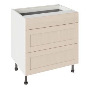 5-Piece Shaker Woodgrain Cashmere 800 3 Drawer Base Kitchen Cabinet