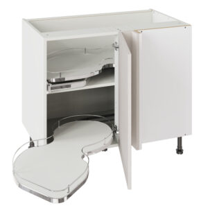 5-Piece Shaker Woodgrain Light Grey 1000 Base Kitchen Cabinet With Dual Handed Nuvola Blind Corner