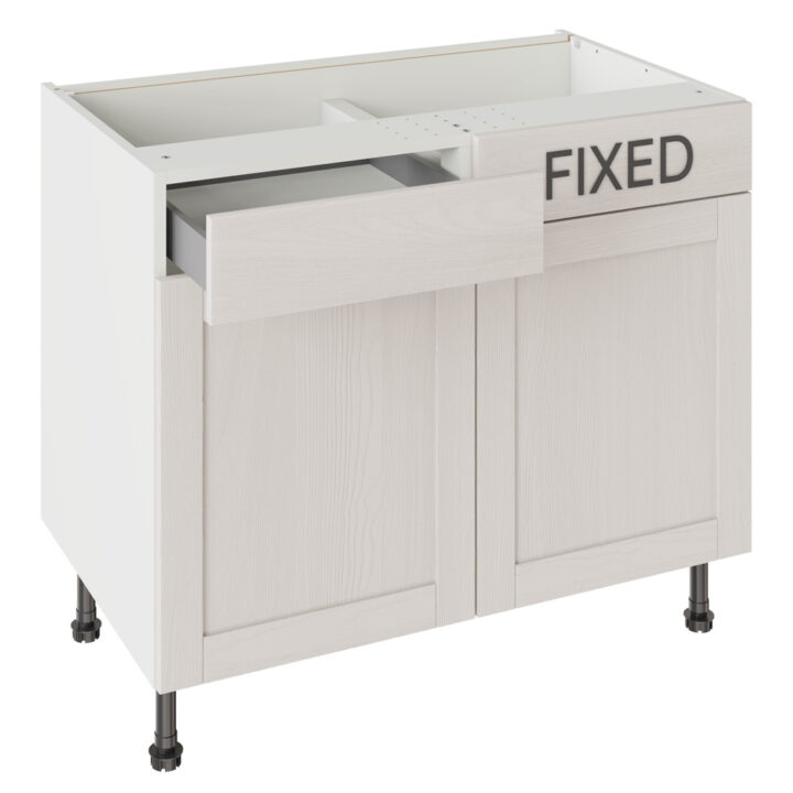 5-Piece Shaker Woodgrain Light Grey 1000 LH Drawerline Base Kitchen Cabinet