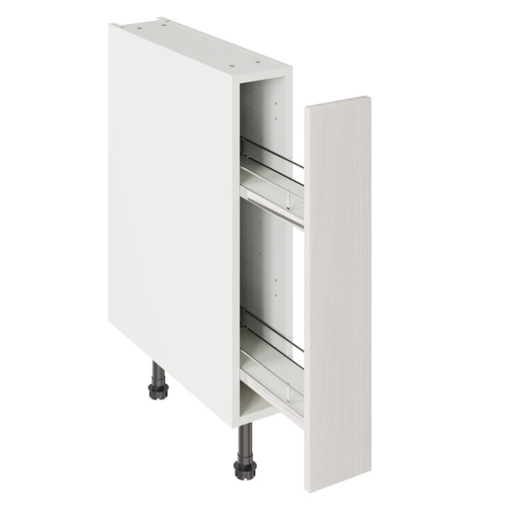 5-Piece Shaker Woodgrain Light Grey 150 Base Kitchen Cabinet Pull Out