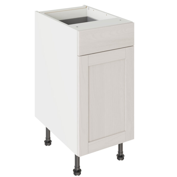 5-Piece Shaker Woodgrain Light Grey 400 Drawerline Base Kitchen Cabinet