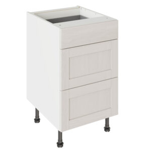 5-Piece Shaker Woodgrain Light Grey 500 3 Drawer Base Kitchen Cabinet