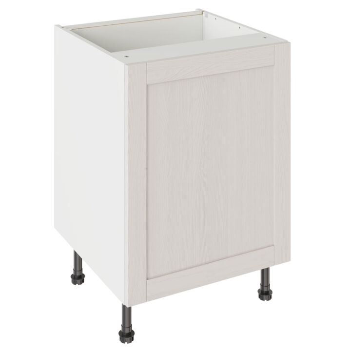 5-Piece Shaker Woodgrain Light Grey 600 Base Kitchen Cabinet