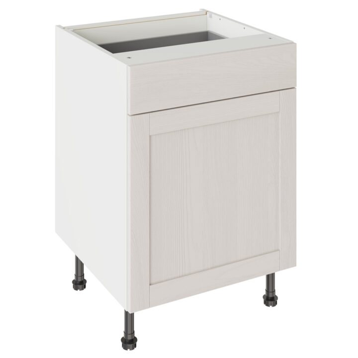 5-Piece Shaker Woodgrain Light Grey 600 Drawerline Base Kitchen Cabinet