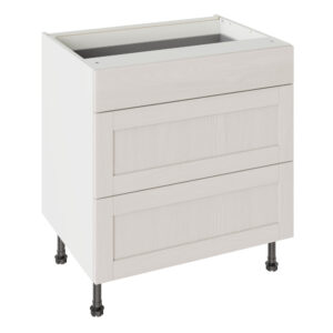 5-Piece Shaker Woodgrain Light Grey 800 3 Drawer Base Kitchen Cabinet