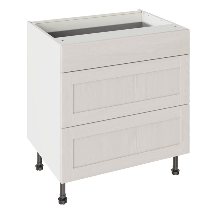 5-Piece Shaker Woodgrain Light Grey 800 3 Drawer Base Kitchen Cabinet