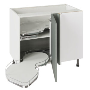 5-Piece Shaker Woodgrain Sage Green 1000 Base Kitchen Cabinet With Dual Handed Nuvola Blind Corner