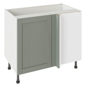 5-Piece Shaker Woodgrain Sage Green 1000 Blind Corner Base Kitchen Cabinet