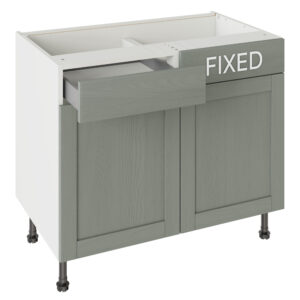 5-Piece Shaker Woodgrain Sage Green 1000 LH Drawerline Base Kitchen Cabinet