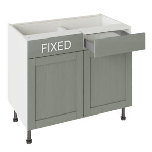 5-Piece Shaker Woodgrain Sage Green 1000 RH Drawerline Base Kitchen Cabinet