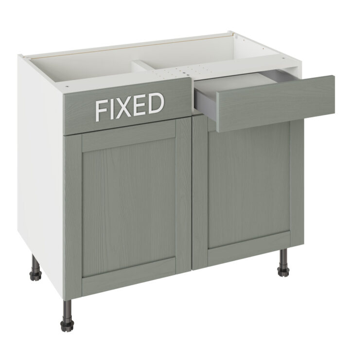 5-Piece Shaker Woodgrain Sage Green 1000 RH Drawerline Base Kitchen Cabinet