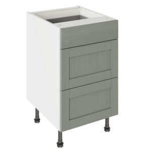 5-Piece Shaker Woodgrain Sage Green 500 3 Drawer Base Kitchen Cabinet