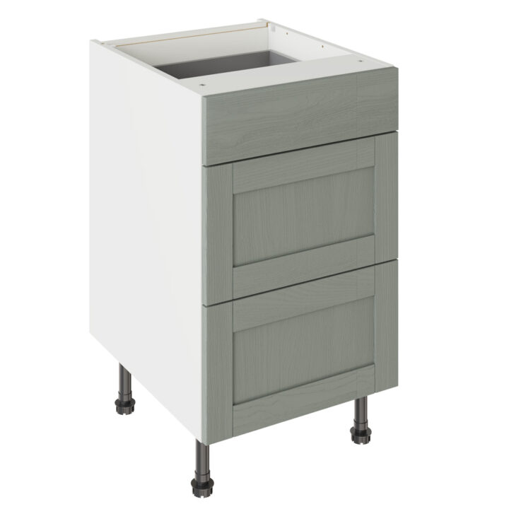 5-Piece Shaker Woodgrain Sage Green 500 3 Drawer Base Kitchen Cabinet