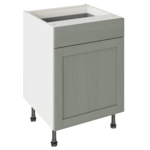 5-Piece Shaker Woodgrain Sage Green 600 Drawerline Base Kitchen Cabinet