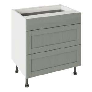 5-Piece Shaker Woodgrain Sage Green 800 3 Drawer Base Kitchen Cabinet