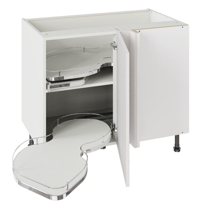 5-Piece Shaker Woodgrain White 1000 Base Kitchen Cabinet With Dual Handed Nuvola Blind Corner
